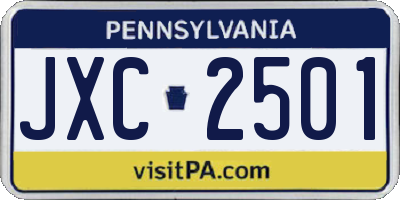PA license plate JXC2501