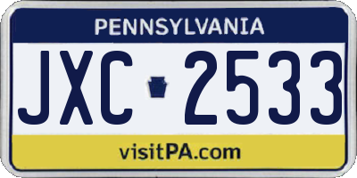 PA license plate JXC2533
