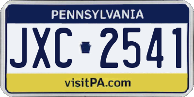 PA license plate JXC2541