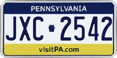 PA license plate JXC2542