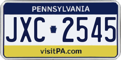 PA license plate JXC2545