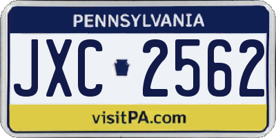 PA license plate JXC2562