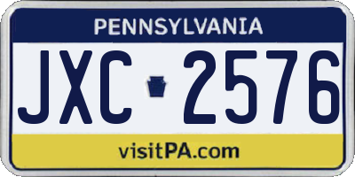 PA license plate JXC2576