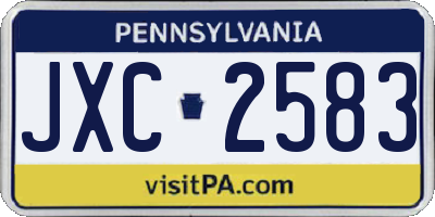 PA license plate JXC2583