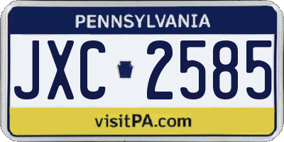 PA license plate JXC2585