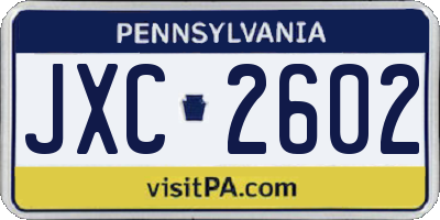 PA license plate JXC2602