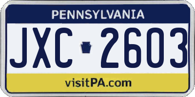 PA license plate JXC2603