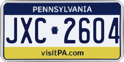 PA license plate JXC2604