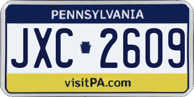 PA license plate JXC2609