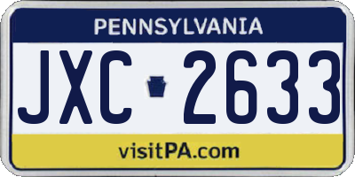 PA license plate JXC2633