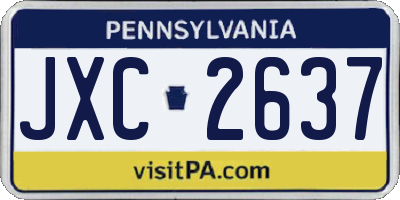 PA license plate JXC2637