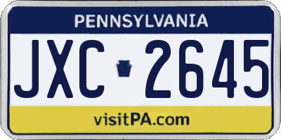 PA license plate JXC2645