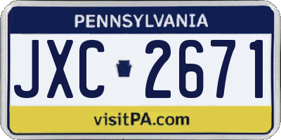 PA license plate JXC2671