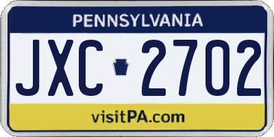 PA license plate JXC2702