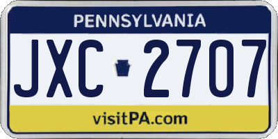 PA license plate JXC2707