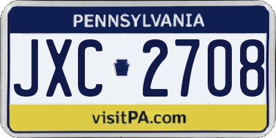 PA license plate JXC2708