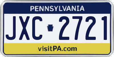PA license plate JXC2721