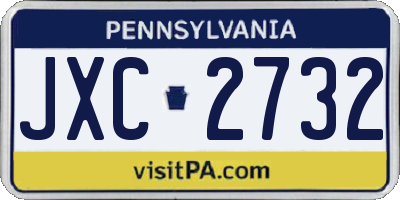 PA license plate JXC2732
