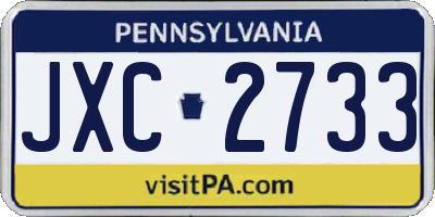 PA license plate JXC2733