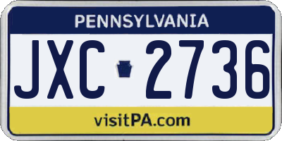 PA license plate JXC2736