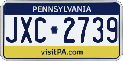 PA license plate JXC2739