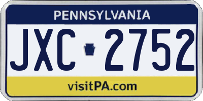 PA license plate JXC2752
