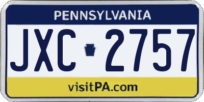PA license plate JXC2757