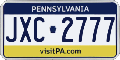PA license plate JXC2777