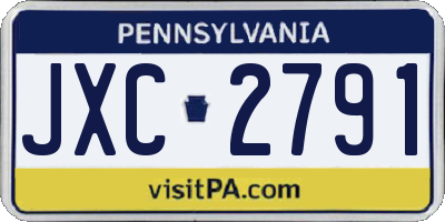 PA license plate JXC2791