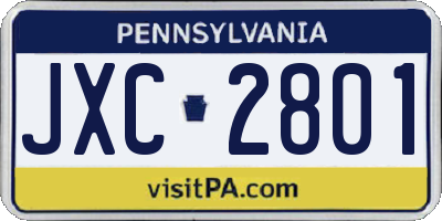 PA license plate JXC2801