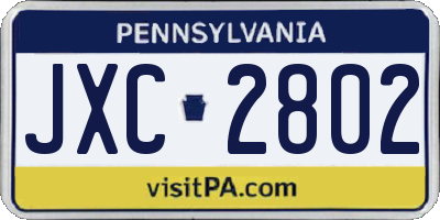 PA license plate JXC2802