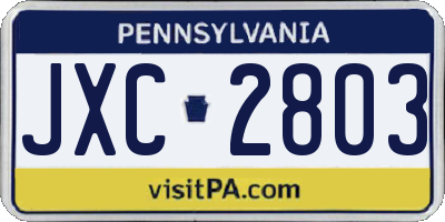 PA license plate JXC2803
