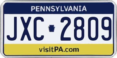PA license plate JXC2809