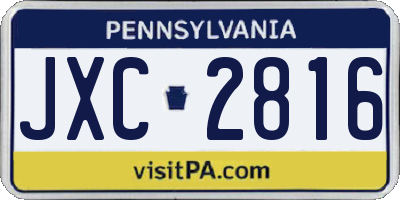 PA license plate JXC2816