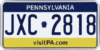 PA license plate JXC2818