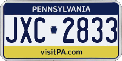 PA license plate JXC2833