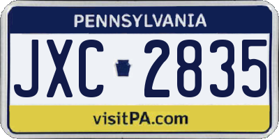 PA license plate JXC2835