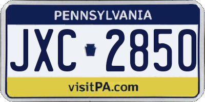 PA license plate JXC2850