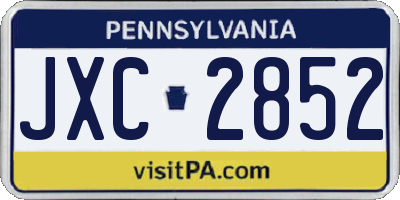 PA license plate JXC2852