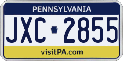 PA license plate JXC2855