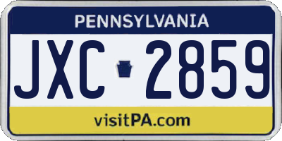 PA license plate JXC2859