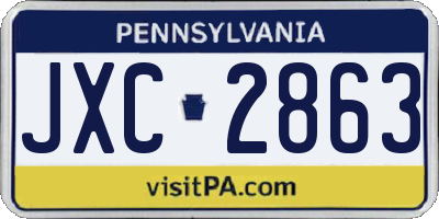 PA license plate JXC2863