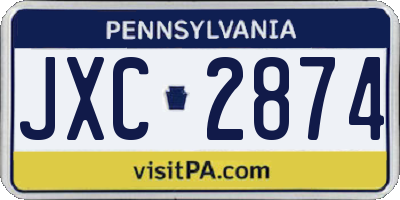 PA license plate JXC2874