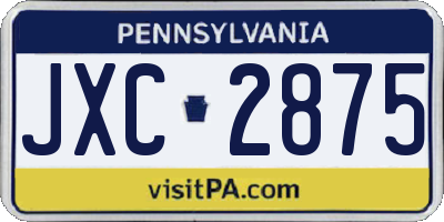 PA license plate JXC2875