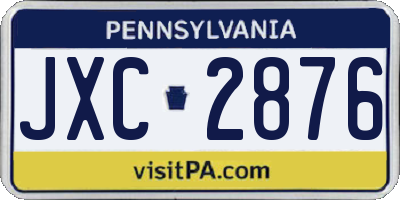 PA license plate JXC2876