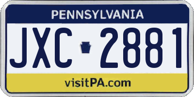 PA license plate JXC2881