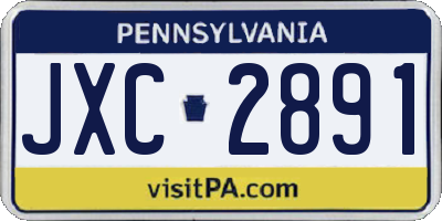 PA license plate JXC2891