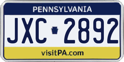 PA license plate JXC2892