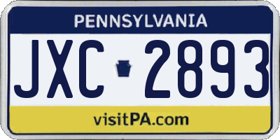 PA license plate JXC2893
