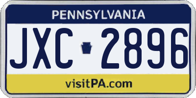 PA license plate JXC2896